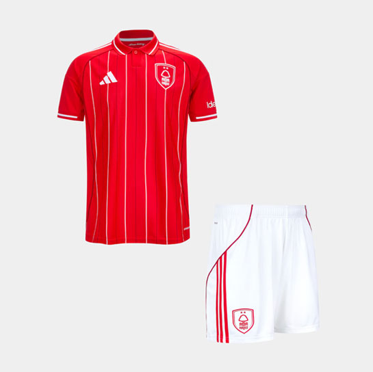 2025-26 Nottingham Forest FC Home Kids Soccer Kits Shirt With Shorts